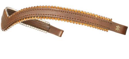 Browband V shaped leather with double sided Swarowski crystal bling