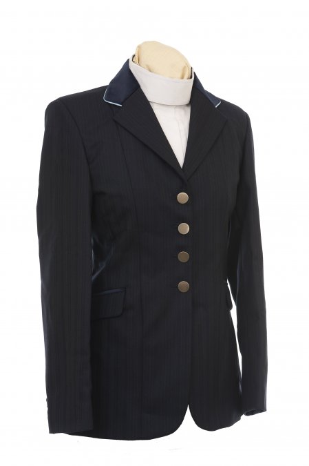 Fontainebleu Pinstripe Show Jumping Jacket Navy with Green & Blue pinstripe